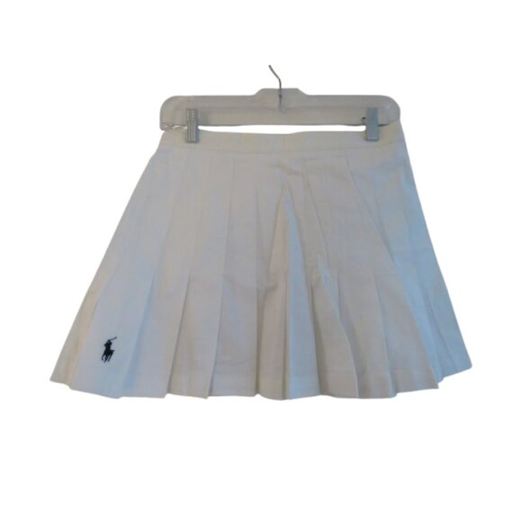 VINTAGE RALPH LAUREN White Pleated Mini Tennis Skirt Pony Preppy Y2K - Size US 8 - Picture 1 of 14
